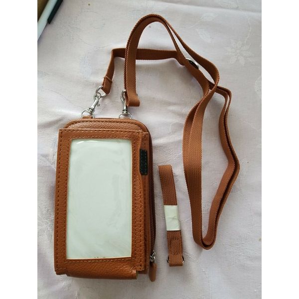 Cell Phone Crossbody Bag with Touch Screen Clear Window Pocket Travel Brown