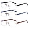 JM 3 Pack Rimless Reading Glasses for Men Blue Light Blocking, Rectangle Lightweight Frameless Computer Readers +3.5
