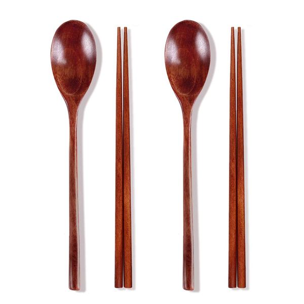 Ecloud Shop® Woden spoon chopsticks sets Korean dinnerware combinations 2pcs