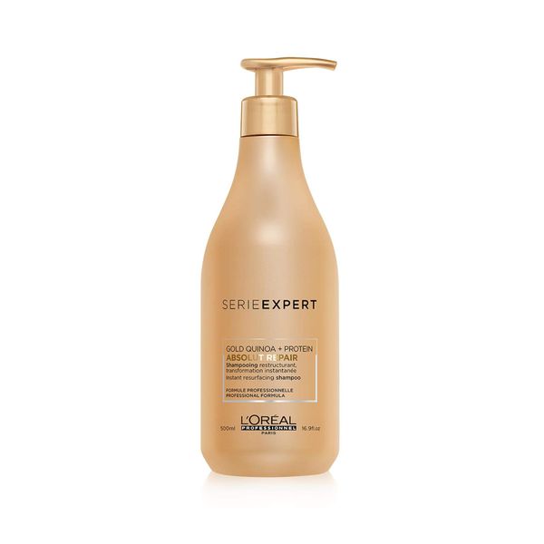 L'Oréal Professionnel Paris Serie Expert Absolut Repair Shampoo, Pflegeshampoo für stark strapaziertes & trockenes Haar, Gold Quinoa + Protein, Haarpflege für leichte Kämmbarkeit, 500 ml