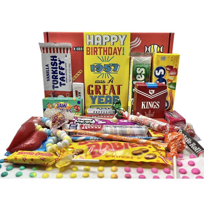 RETRO CANDY YUM ~ 1957 66th Birthday Gift Box of Nostalgic Retro Candy Assortment for 66 Year Old Man or Woman Born 1957 Jr