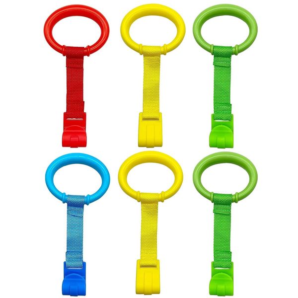 Baby Pull up Rings, Pull Up Rings for Playpen, Baby Crib Pull Rings, Baby Cot Hanging Rings, Infant Baby Toddler Walking Assistant Pull up Ring 6PCS 4 Colors