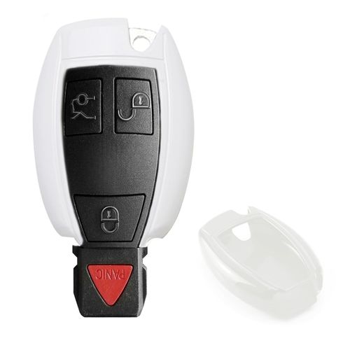 iJDMTOY Exact Fit Gloss White Remote Smart Key Fob Shell Compatible with Mercedes C E S M CLS CLK GLK GL Class, etc