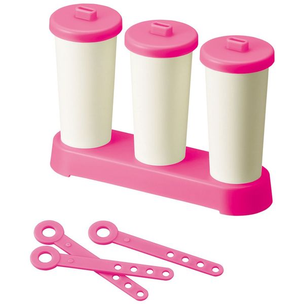 LIKE-IT STK-15 Ice Cube Tray, Ice Stand, Ice Cubes, Approx. Width 6.5 x Depth 2.0 x Height 5.1 inches (16.5 x 5 x 13 cm), Pink, Made in Japan, Makes Cylindrical Ice Cube, Space Saving in the Freezer