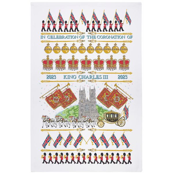 Ulster Weavers King Charles III Coronation 100% Cotton Tea Towel - Multicoloured - Limited Edition, Approx. 48 x 74 cms - Celebration (022KCCC)