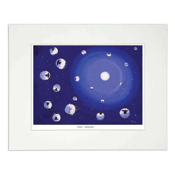 'Ewe-niverse' Mounted Print by Thomas Joseph - Sheep Art