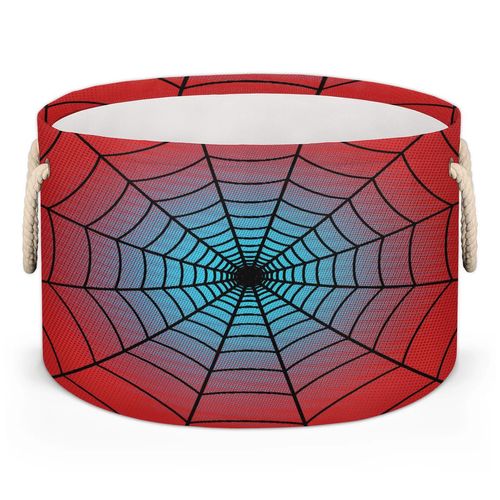 LLCXCSI Storage Baskets Red Cobweb Foldable Round Organizer Bins with Dual Handles Nursery Closet Shelf Storage Cube Box for Clothing, Books, Cosmetic, Toys, 19.4"x13.3"