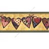 Primitive Country Heart Bow Quilt Patchwork Stich Fabric Green Wallpaper Border