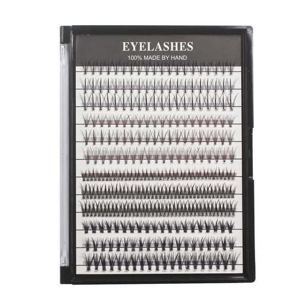 Bodermincer 12 Rows 240pcs Individual Eyelashes,4 Styles Mixed False Lashes,8mm/10mm,12mm Mixed, Thickness 0.07mm, Russian Volume Eyelash Extensions Pre made Lashes (8-10-12mm Mixed)