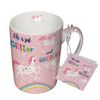 PPD 551297, Decorated porcelain Coffee or Tea Mug Cup with "Life is just Glitter and Unicorns" printed.