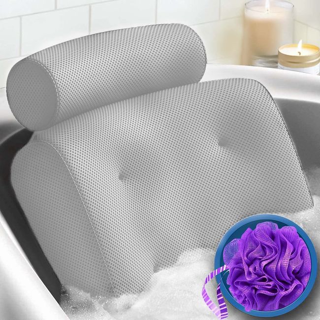  Luxury Bathtub Pillow Bath Pillows for Tub Neck and Back  Support with Non-Slip Suction Cups, 4D Air Mesh Spa Bath Tub Pillow  Headrest Cushion Fit Hot Tub, Bathtub : Beauty 