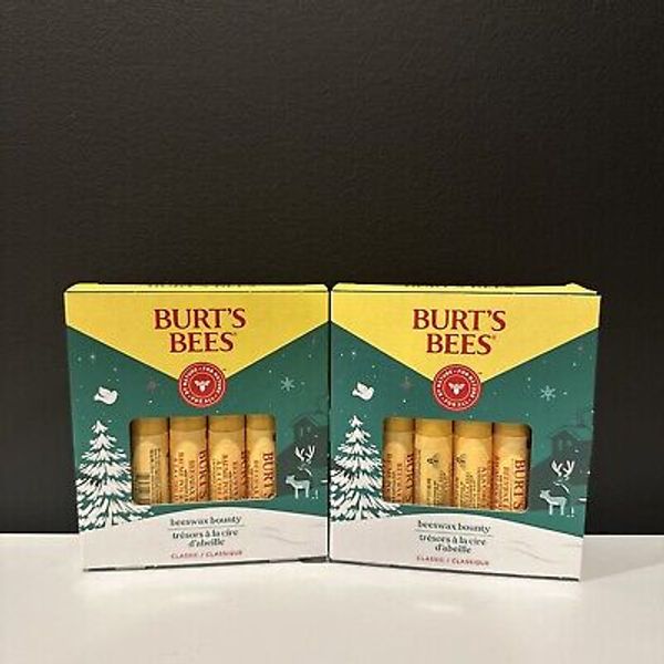 2 Burt's Bees Beeswax Classic Lip Balm w Vitamin E & Peppermint 4Pack Gift Box