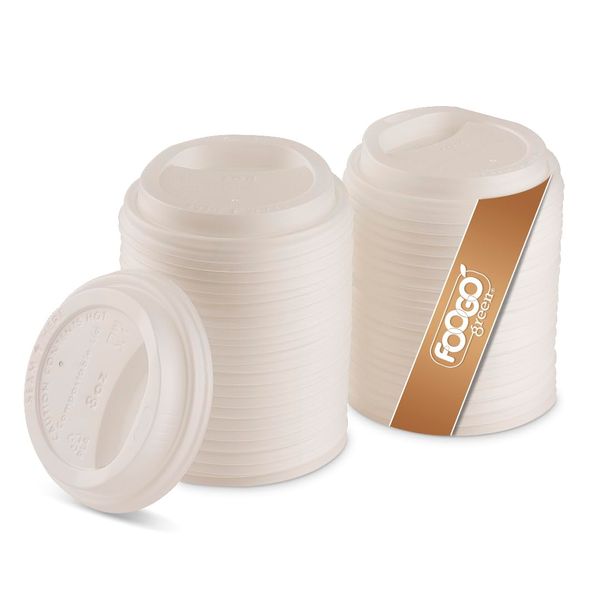 FOOGO Green 50pcs Lids for Paper Cups, Suitable for 8oz FOOGO Green Coffee Cups, 80mm diameter, Plastic and BPA free, Leak-proof Secure Fit, Eco-friendly and Compostable