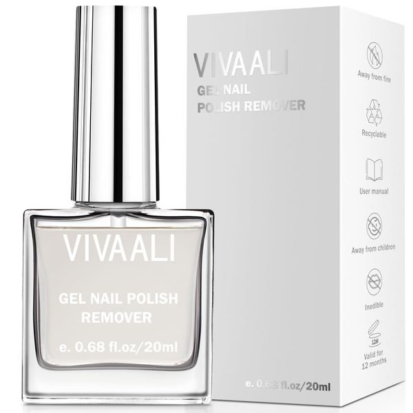 VIVAALI Gel Polish Remover, 0.68oz./20ml Gel Nail Polish Remover, Quickly Remover for Soak Off Nail Polish in 3~5 Minutes, Removedor de Esmalte Gel，No Harm Your Nails，1 PACK Silver