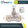 SharkBite 3/4 x 3/4 x 1/4 Inch Compression Tee Stop Valve, Push to Connect Brass