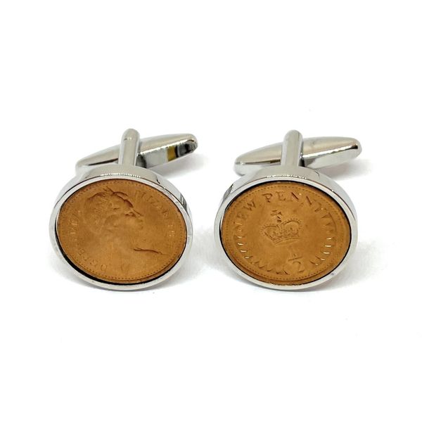 1975 half pence cufflinks 50th birthday