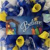 Believe Nativity Christmas Wreath Handmade Deco Mesh