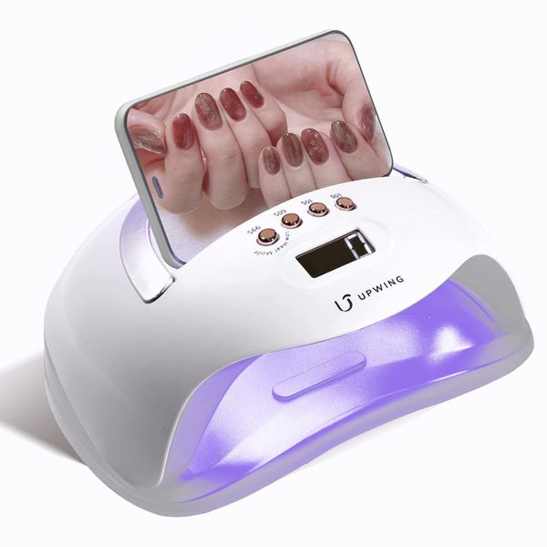 UPWING Gel Nail Light, 220 W, Nail Light, Popular, UV Light, For Resin, Smartphone Stand, Multi-functional, Resin Light, Easy to Use, Gel Nail Light, Compact, LED Light, For Nails, Removable Base, LCD Display, Curing Light