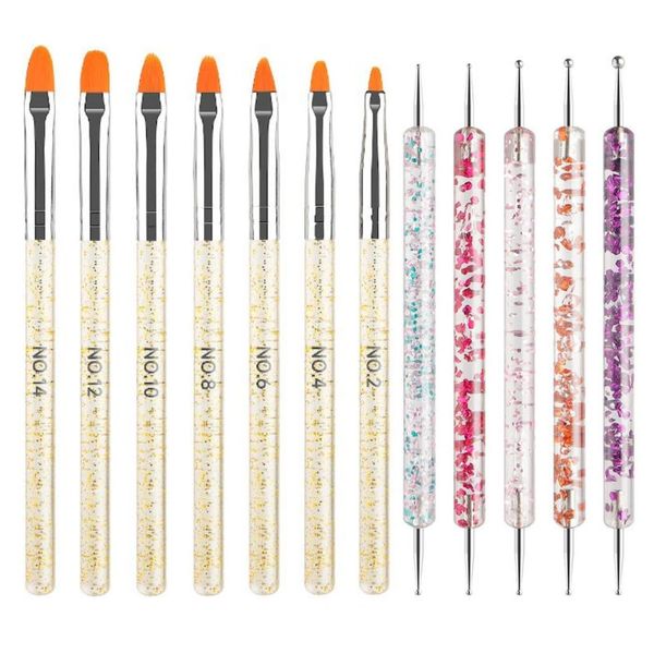 HappyHome Nail Brushes Dot Pens Set of 12 Nail Brushes Round Brush French Nail Art Gel Nail