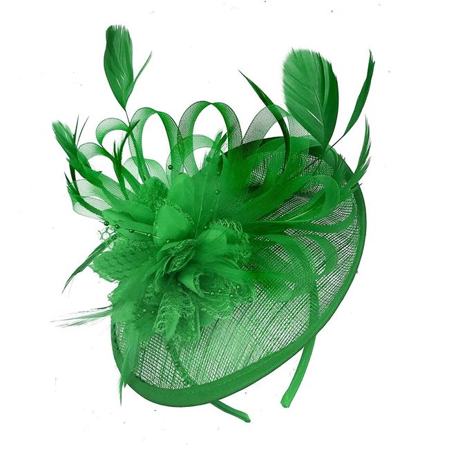 Caprilite Jade Green Sinamay Disc Saucer Fascinator Hat for Women Weddings Headband