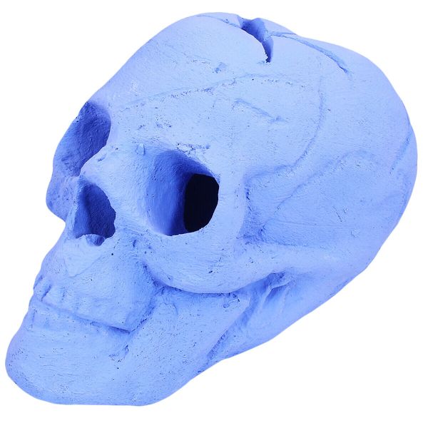 Flame Ceramic Propane Gel Ethanol Gas Fireplace Fire Pit Logs Blue Skull