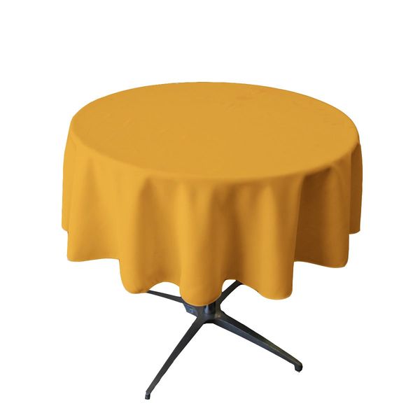 LA Linen Polyester Poplin Washable Round Tablecloth, Stain and Wrinkle Resistant Table Cover 58", Fabric Table Cloth for Dinning, Kitchen, Party, Holiday 58-Inch, Gold, (TCpop58R_GoldP14)