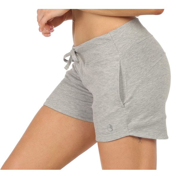 icyzone Damen Sweatshorts Kurze Hose Jogginghose Sport Laufen Shorts mit Taschen (S, Gray)