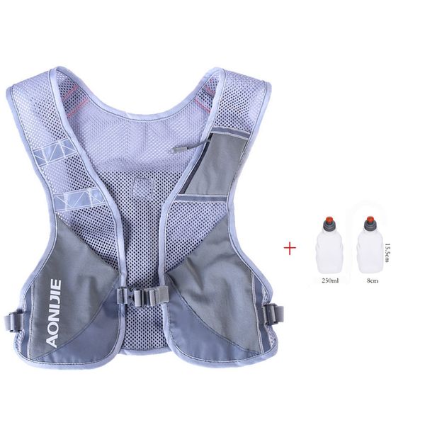 AONIJIE Ultralight Hydration Backpack Running Marathon Backpack Drinks Bag with 2 Water Bottles (Grey)