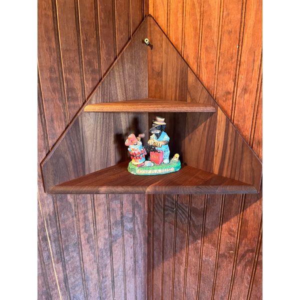 Walnut Corner Unit Handcrafted 2 Shelves Handrubbed Oil Finish