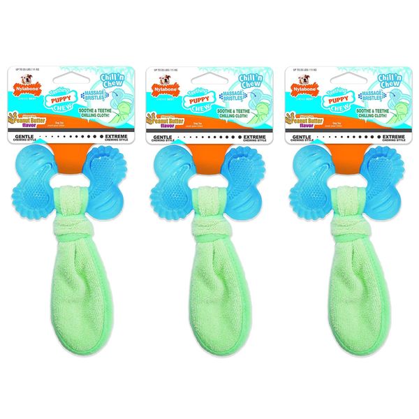 Nylabone 3 Pack of Chill 'n Chew Puppy Teething Toys, Small, Allergen-Free Peanut Butter Flavor