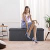 Folding Storage Ottoman Bench 43Inch Footrest Storage Chest w/Divider Dark Gray