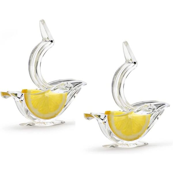 2 Pack Lemon Squeezer - Bird Shape, Portable, Transparent Fruit Juicer Hand Press for Orange, Lime, and Lemon, Home, Kitchen, Bar, and Restaurant Supplies, Dishwasher Safe