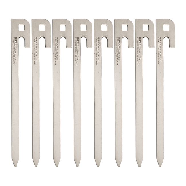 BUNDOK Hard Pegs ST 8 PCS BD-203 Lightweight Thin Stainless Steel Set of 8 Silver