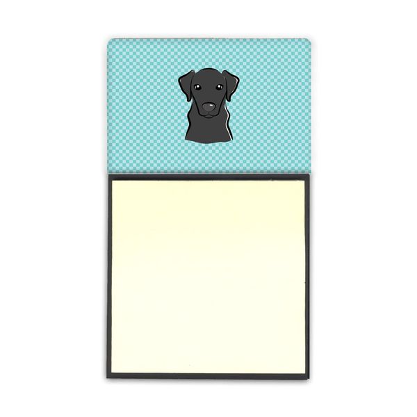 Caroline's Treasures Checkerboard Blue Black Labrador Refillable Sticky Note Holder or Postit Note Dispenser, 3.25 by 5.5", Multicolor