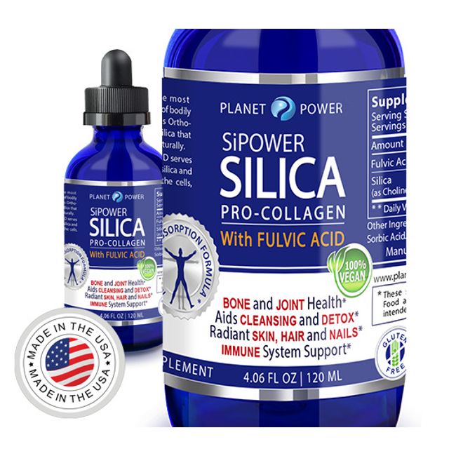 SILICA Pro-Collagen Liquid Mineral Supplement with FULVIC ACID 4 oz Glass Bottle