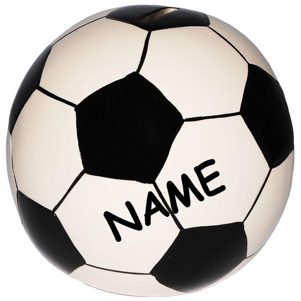alles-meine.de GmbH XL Spardose Fußball/Ball incl. Namen - stabile Sparbüchse mit Verschluss - aus Porzellan/Keramik - Sparschwein lustig witzig - Bälle - Sport/Verein ..