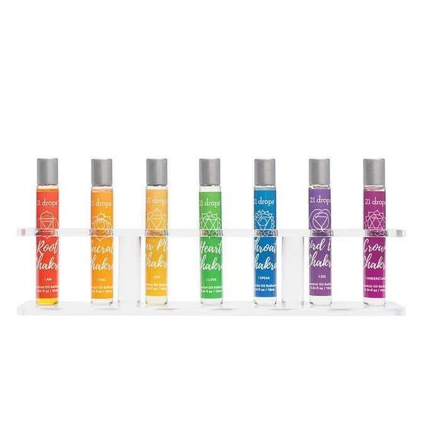 21 drops Organic Energy & Wellness Essential Oil Set with Stand (8) 0.34 fl oz