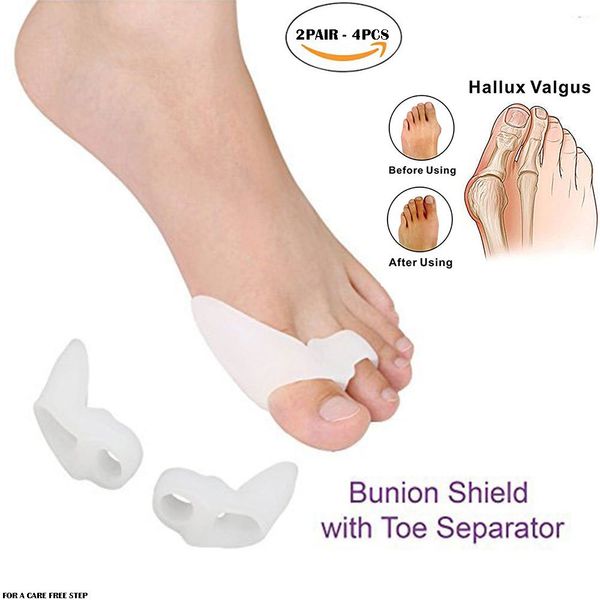 Pedimend Silicone Gel Bunion Protector with Toe Separator (2PAIR - 4PCS) - Prevent Hallux Valgus Pain - Avoid Bunion Joint from Pressure & Friction - Unisex - Foot Care