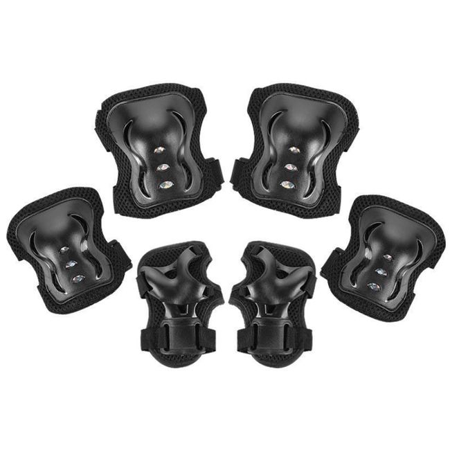 Asdays Kids Protective Gear Protective Pad Bicycle Kids Wrist Elbow Knee Set of 6 (Black)