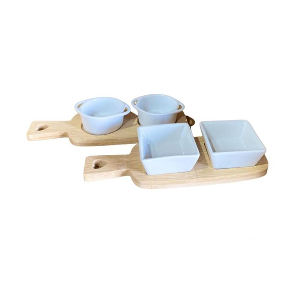 Geko Dip Dishes On Bamboo Tray