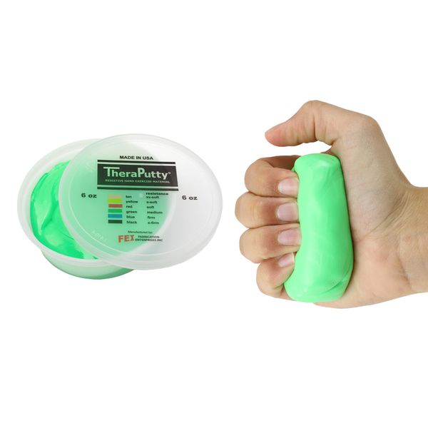 CanDo TheraPutty Antimicrobial - Therapeutic modelling clay - 6 oz - green (medium)