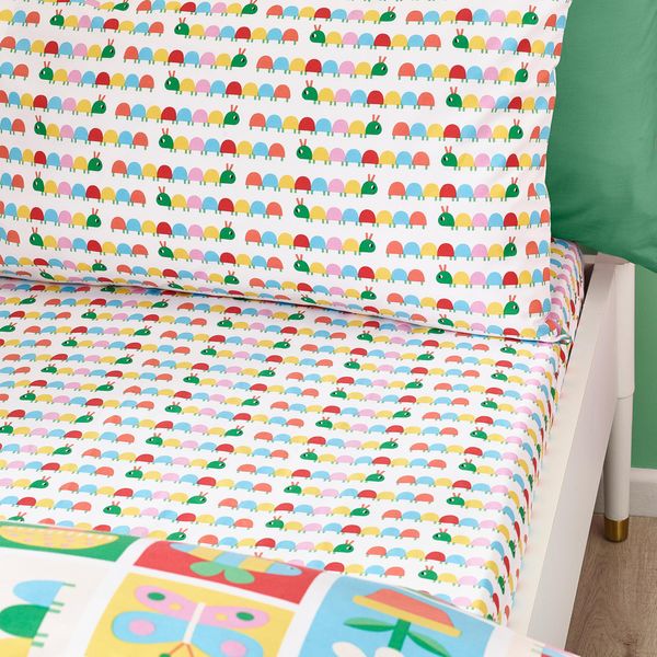 Catherine Lansfield Kids Curious Caterpillar Double Fitted Sheet Bright