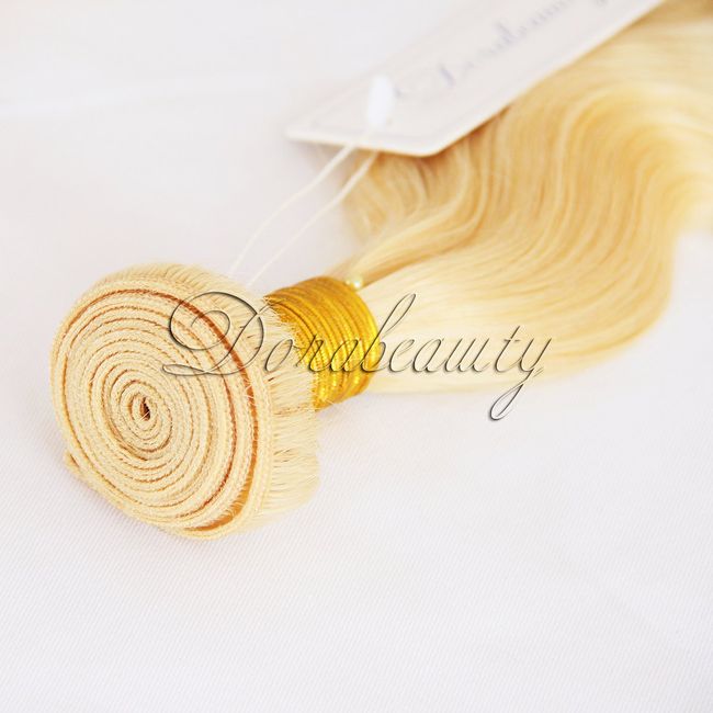 Dorabeauty #613 Platinum Blonde Hair Bundle 100% Brazilian Remy Human Hair (One Single 18" inch,Body Wave Blonde)