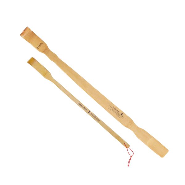 BambooMN 1 Piece 25 Inch Bamboo Backscratcher Shoehorn with a Free Travel Size Back Scratcher