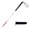 70cm White Cane, Aluminum Folding Cane for The Blind,Folds Down 3 Sections, with 2 Tips (Black Handle)