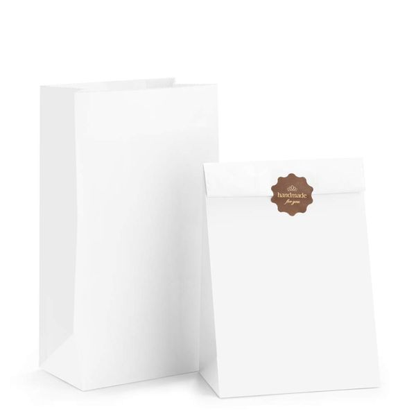 BagDream Paper Lunch Bags 4lb 50Pcs Snack Bags, Craft Bags, Bread Bags, White Sack Lunch Bags Bulk 5x2.95x9.45 Inches Paper Bags