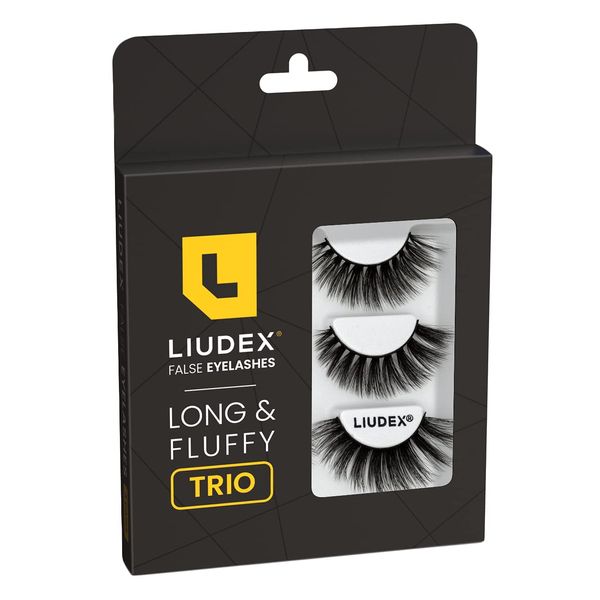 LIUDEX False Eyelashes - 3 Pairs - Different Style - 3D Mink False Eyelashes Natural Look Reusable Fake Lashes Volume Fluffy Soft Wispy Eyelash Trio