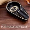 CIGARLOONG Cigar Ashtray Single Classic Ceramic Ashtray Outdoor or Indoor Use (Colour: Black)
