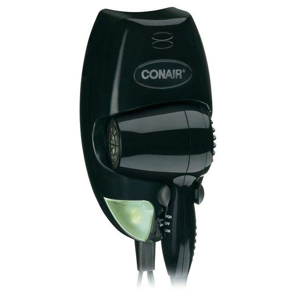 Hairdryer, Wallmount, Black, 1600 Watts