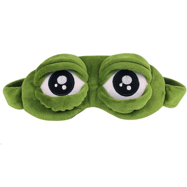 Aisa 3D Frog Cute Cartoon Design Sleeping Eye Blinder Travel Office Snap Soft Plush Eye Mask Green